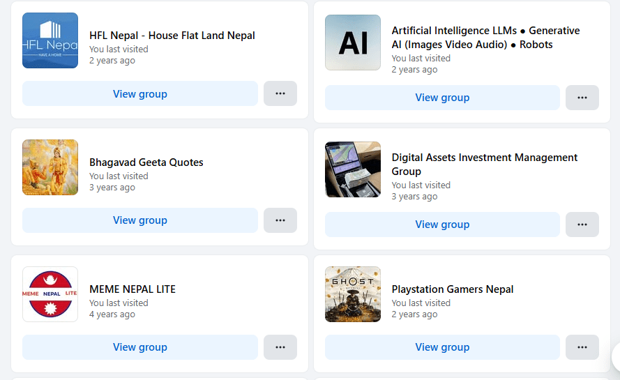 screenshot of a photo of variety of local digital community groups in Nepal. 
